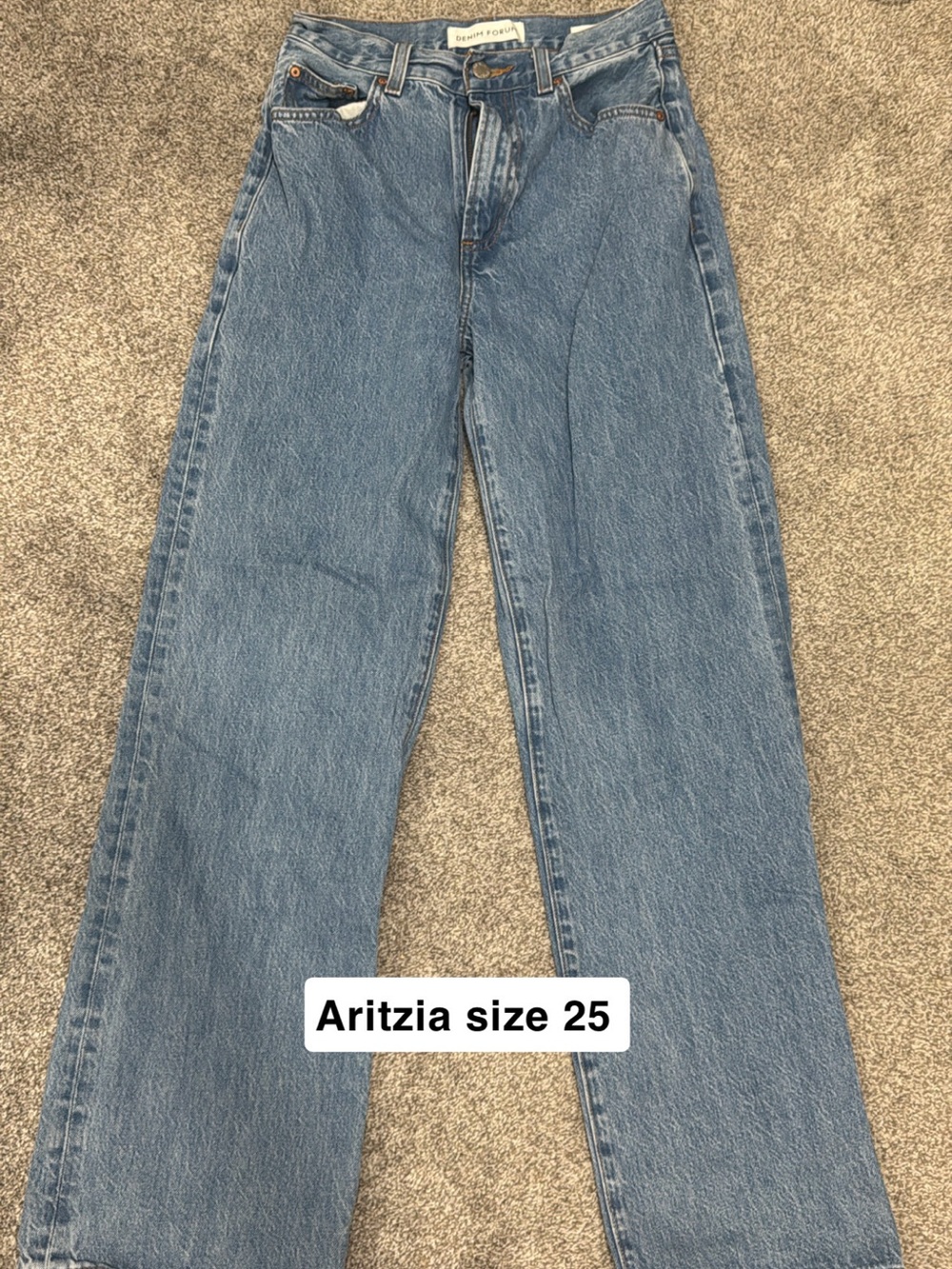 Aritzia Medium Blue High-Rise Straight Leg Jeans